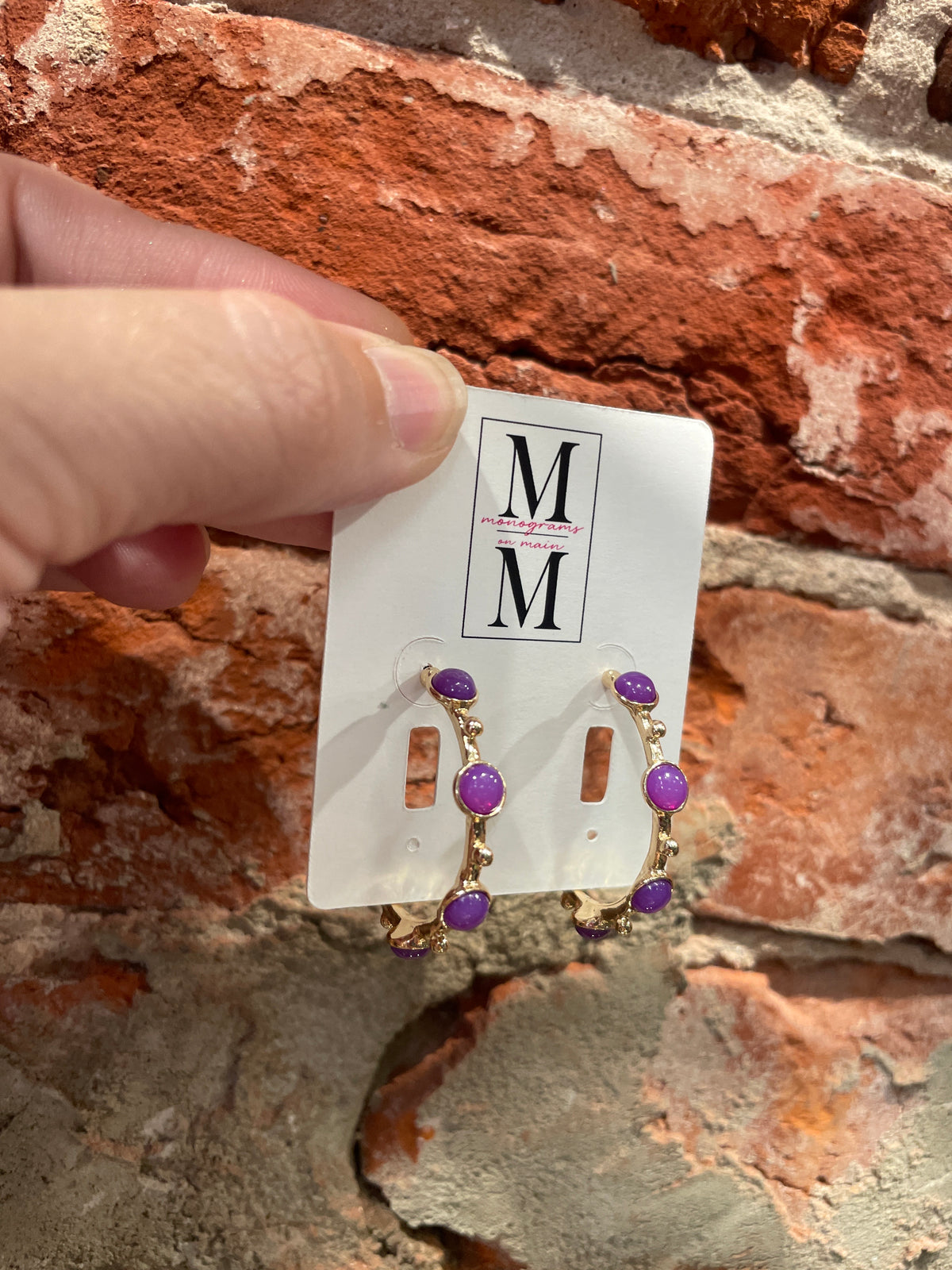 Purple Stone Hoops