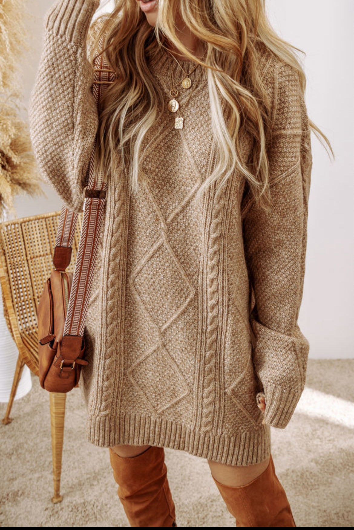 Cable Knit Sweater Dress