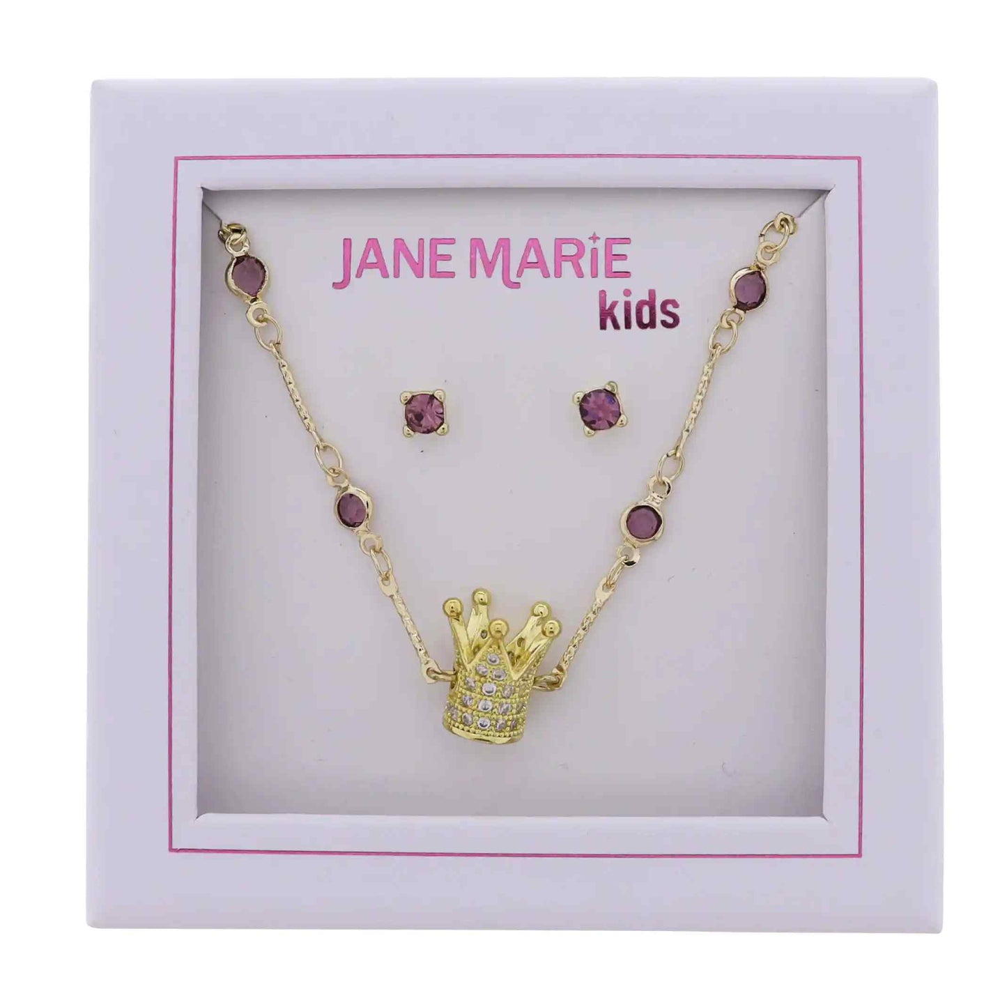 Kids Purple Crystal Station Chain Necklace with Go