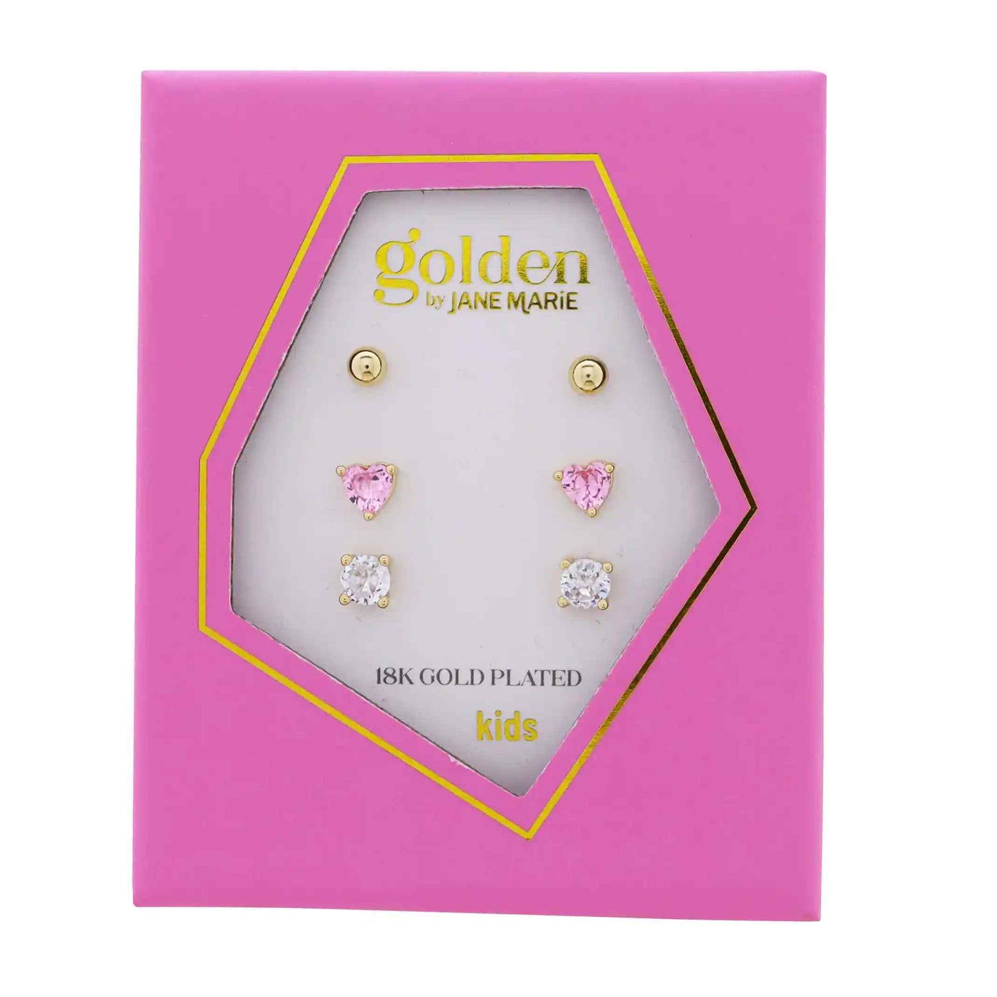 Kids 18k Gold Plated Set of 3, Gold Ball, Pink Cry