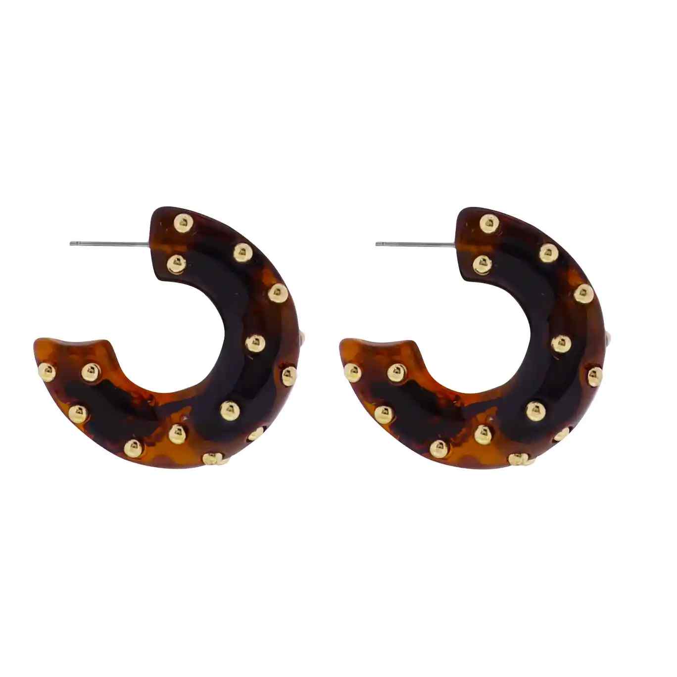 18k Gold Plated Tortoise Thick Hoop Earring with G