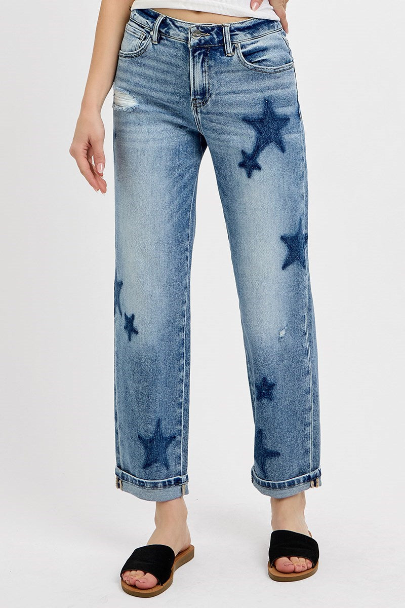 Star Shadow Boyfriend Jeans