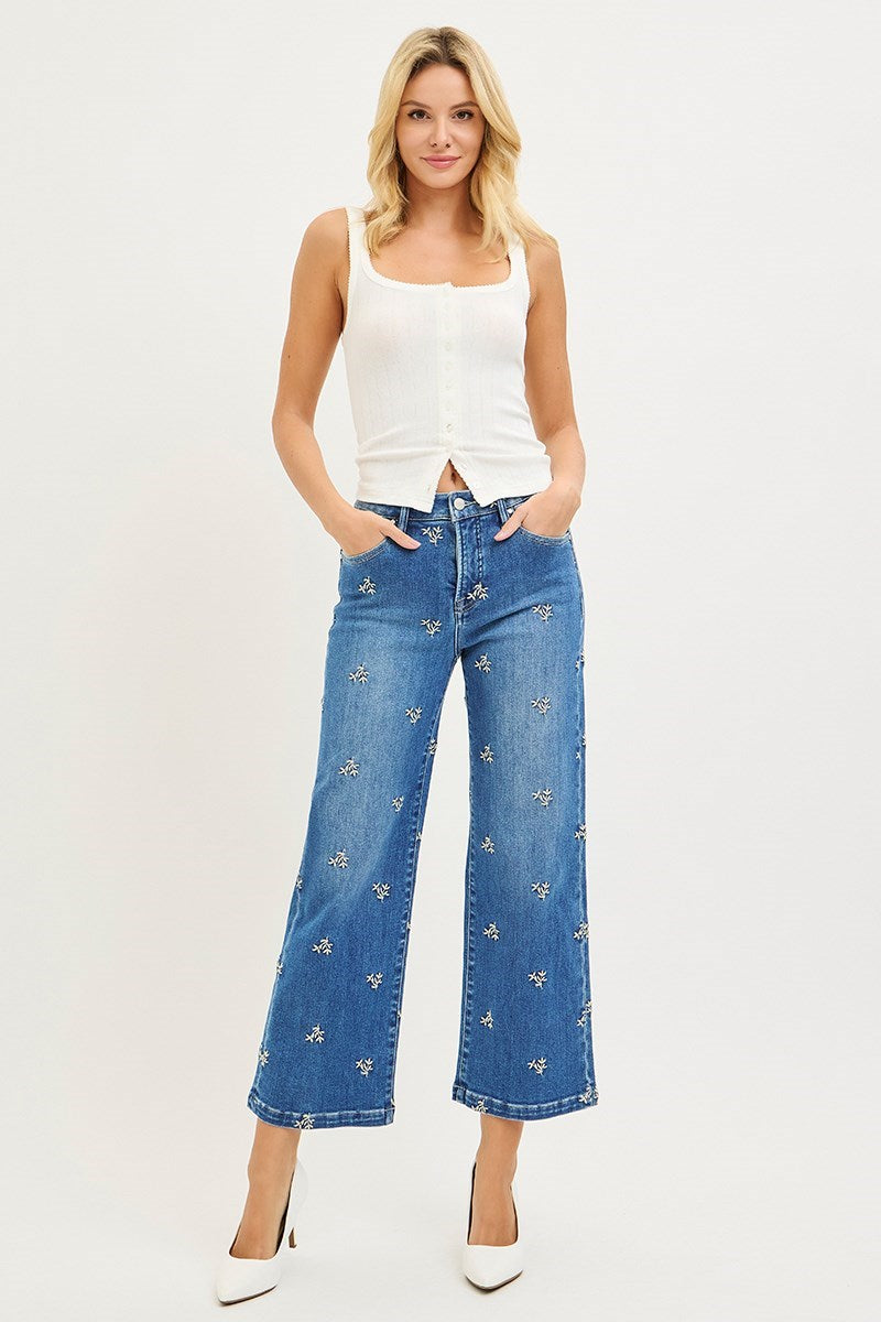 Floral Embroidered Jeans