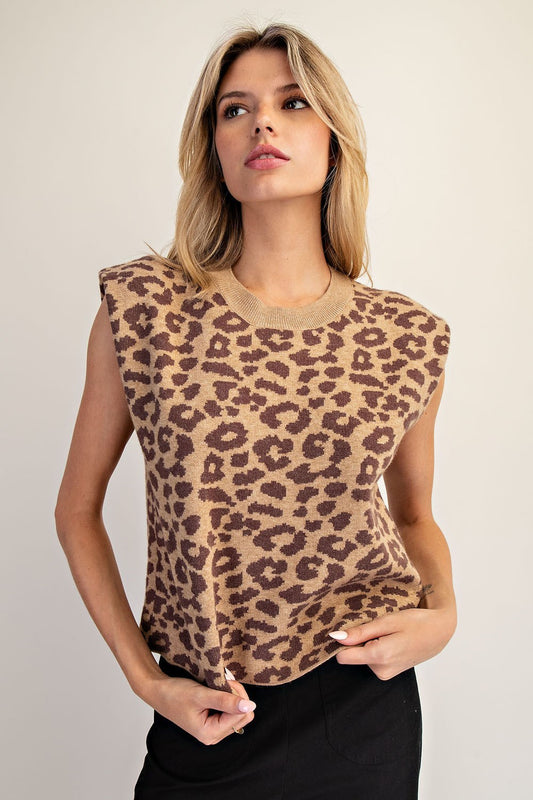 Leopard Sleeveless Sweater