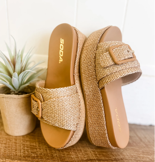 Lulah Tan Raffia Sandal
