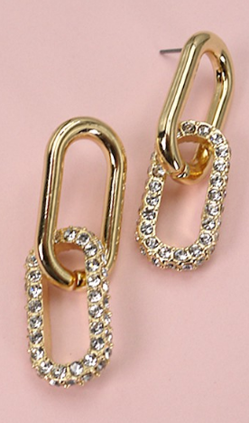 Rhinestone Double Link Earrings