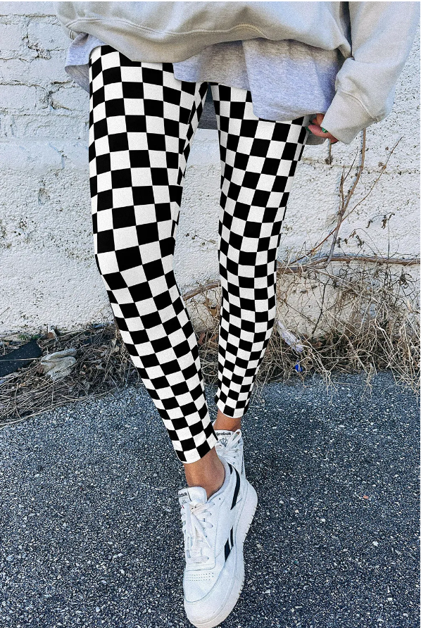Black Checkered Leggings
