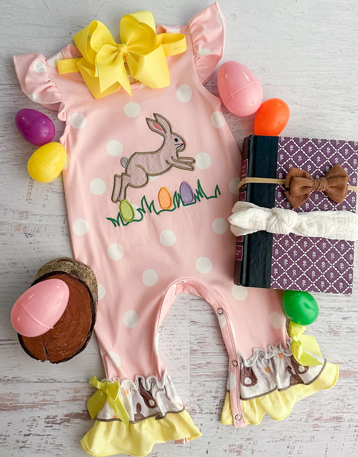 Chasing Easter Bunnies Girls Onesie