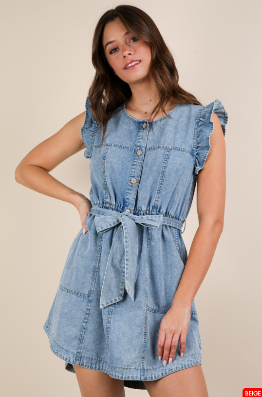 Ruffle Denim Dress