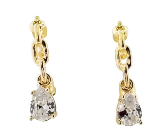 Chain Hoop Earring with Clear Crystal Charms