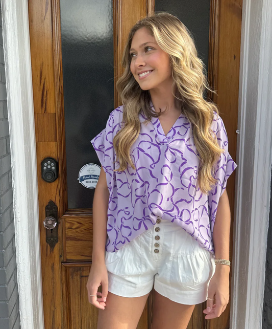 Lilac Bows Youth Top