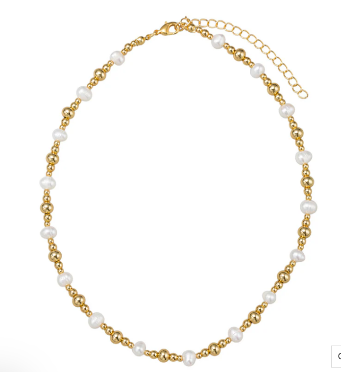 JM Gold&Pearl Beaded Necklace