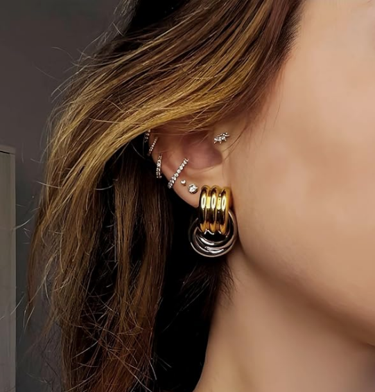 Mixed Metal Knot Earring