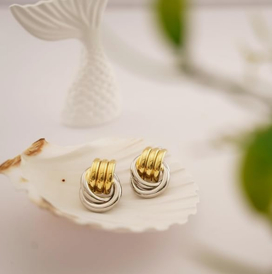 Mixed Metal Knot Earring