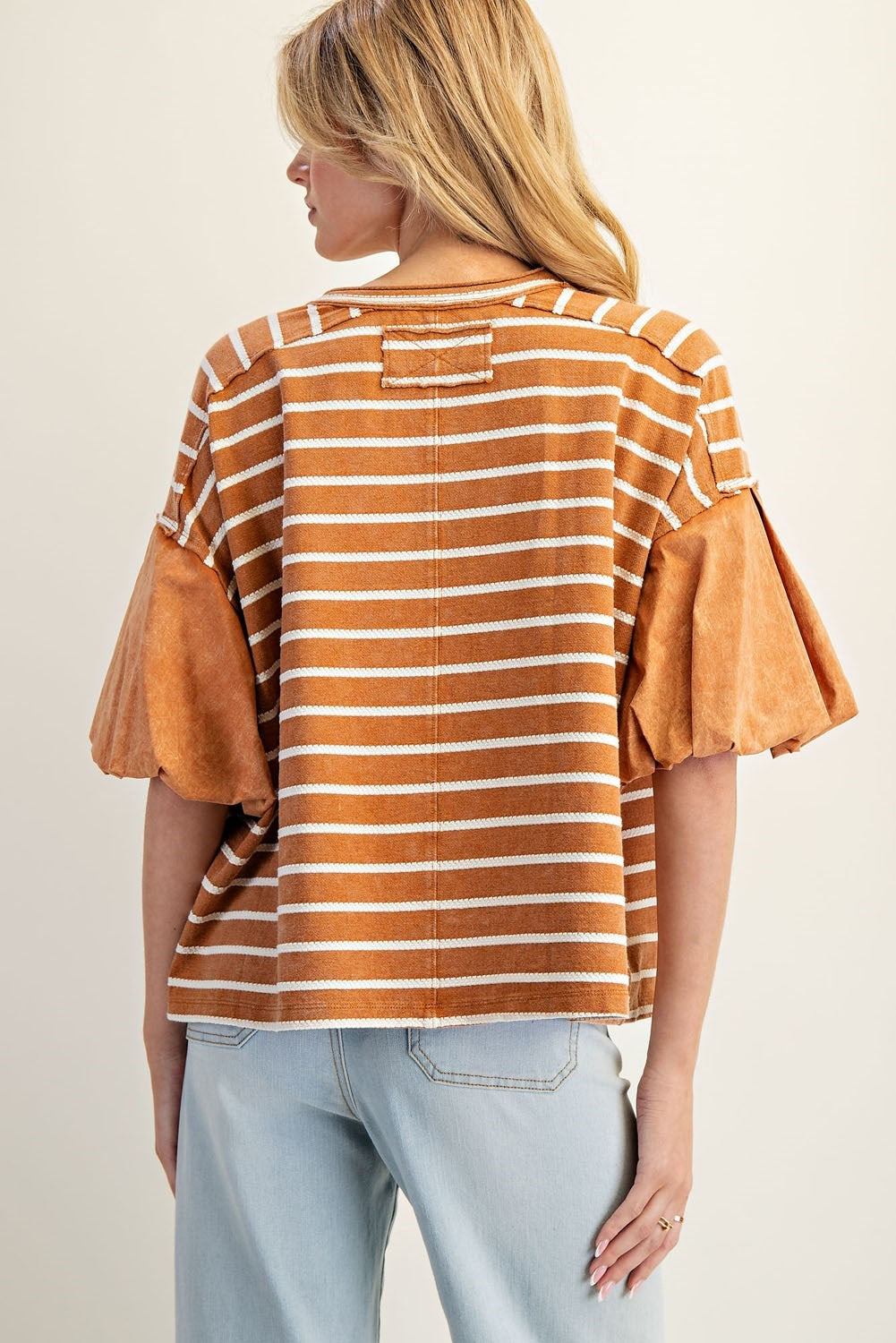 Striped Puff Sleeve Top