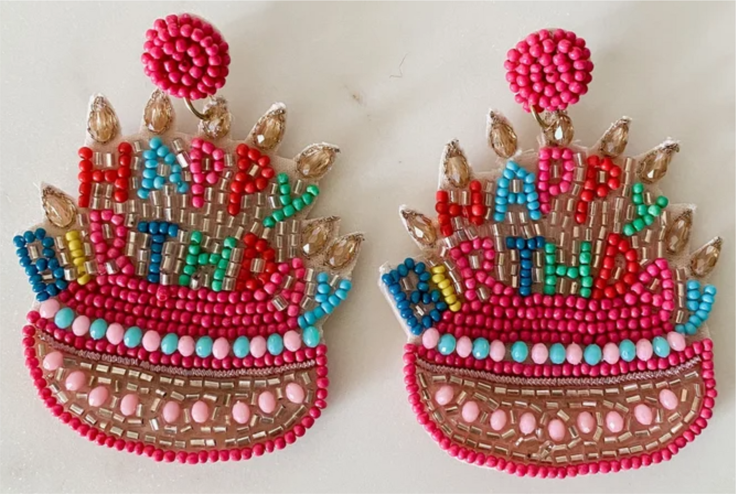 Happy Birthday Beaded Earrings