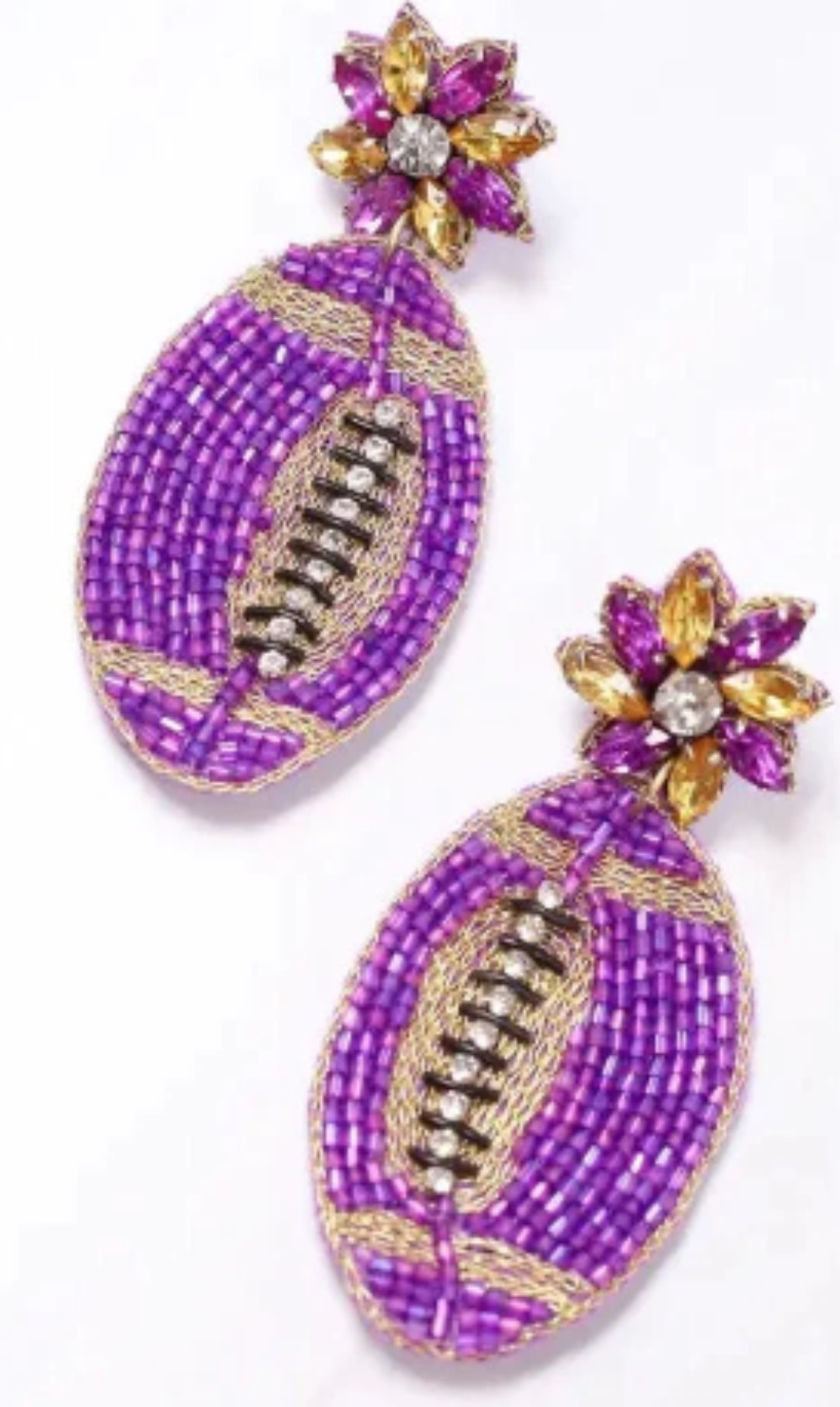 Beaded Football Earrings
