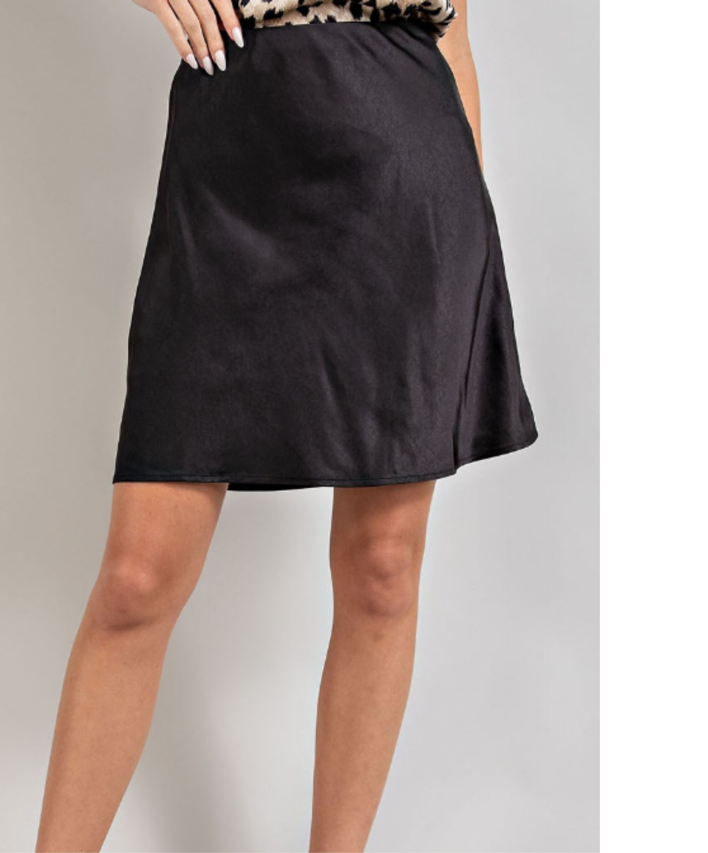 Black Satin Mini Skirt