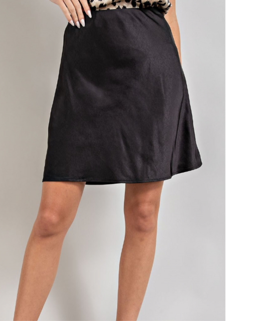 Black Satin Mini Skirt