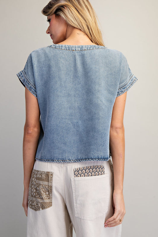 Round Neck Denim Top