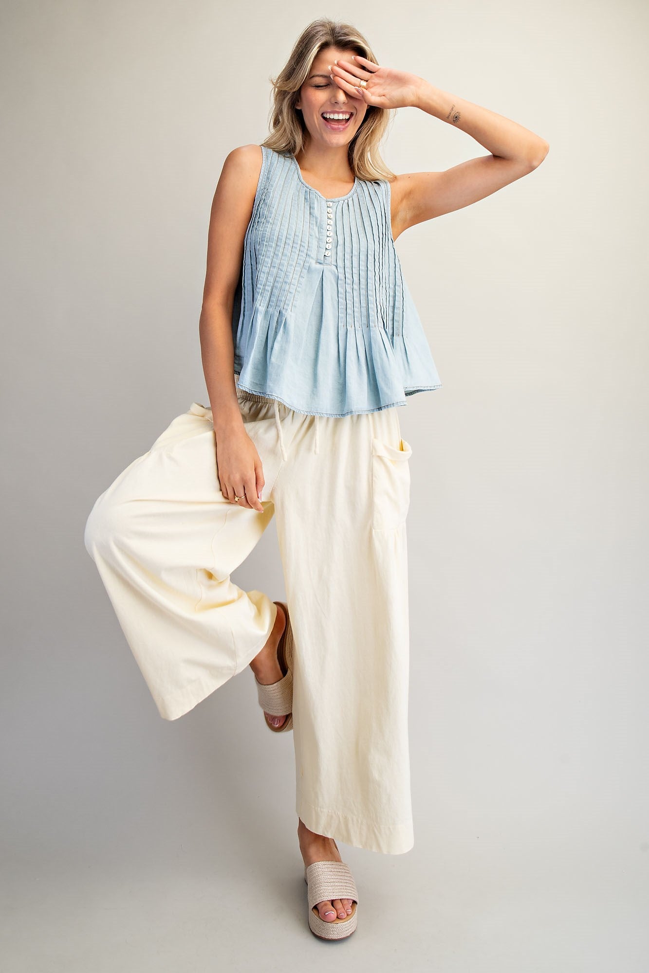 Relaxed Chambray Tank Blouse