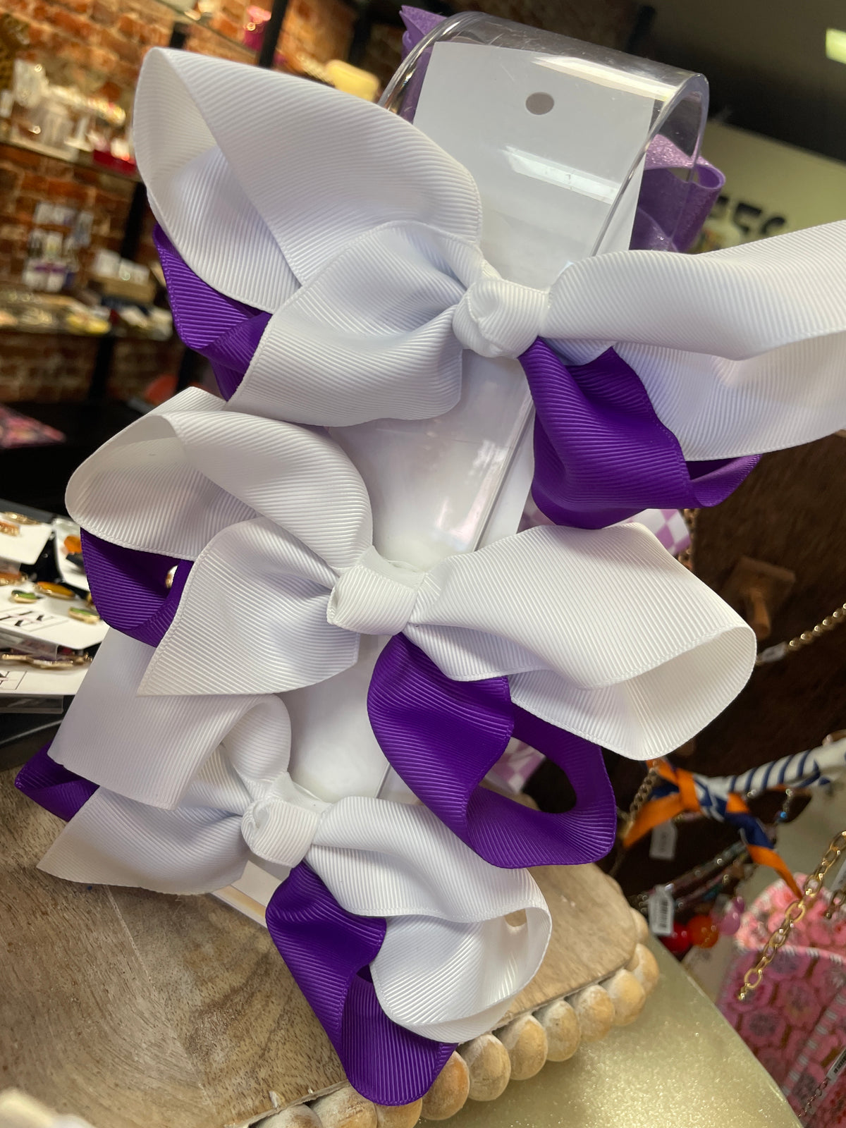 Purple and White Two Tone Bow