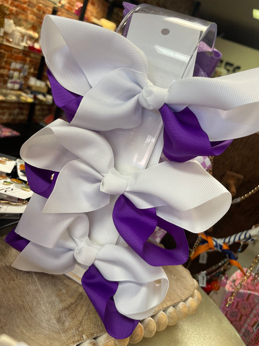 Purple and White Two Tone Bow
