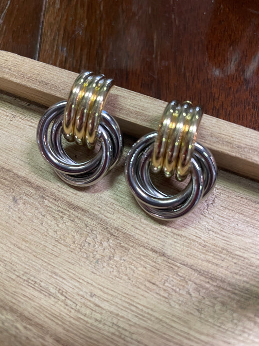 Mixed Metal Knot Earring