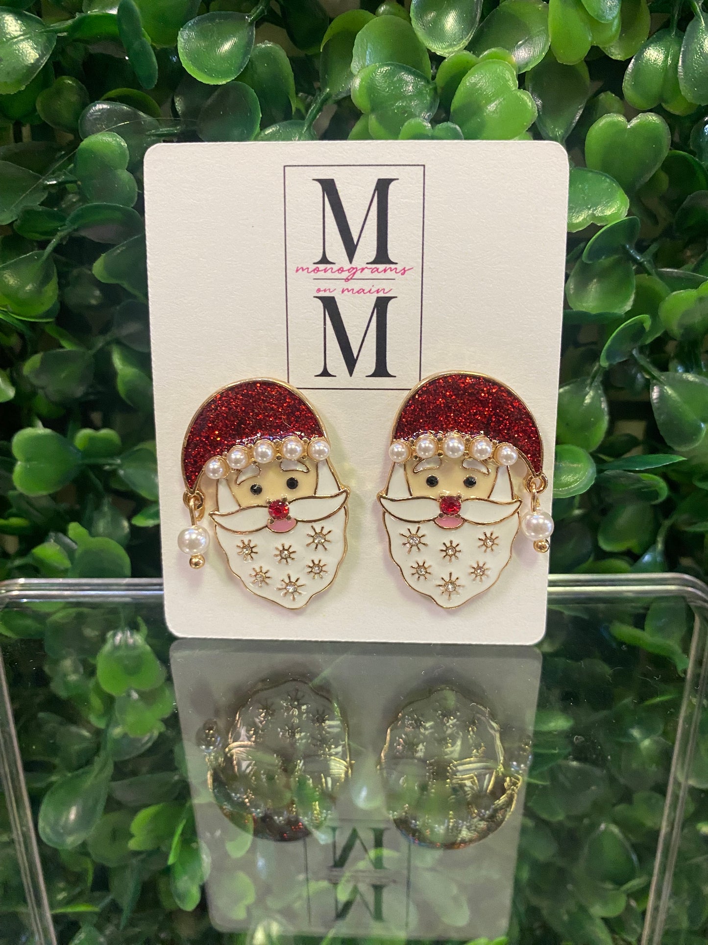 Pearl Santa Earrings