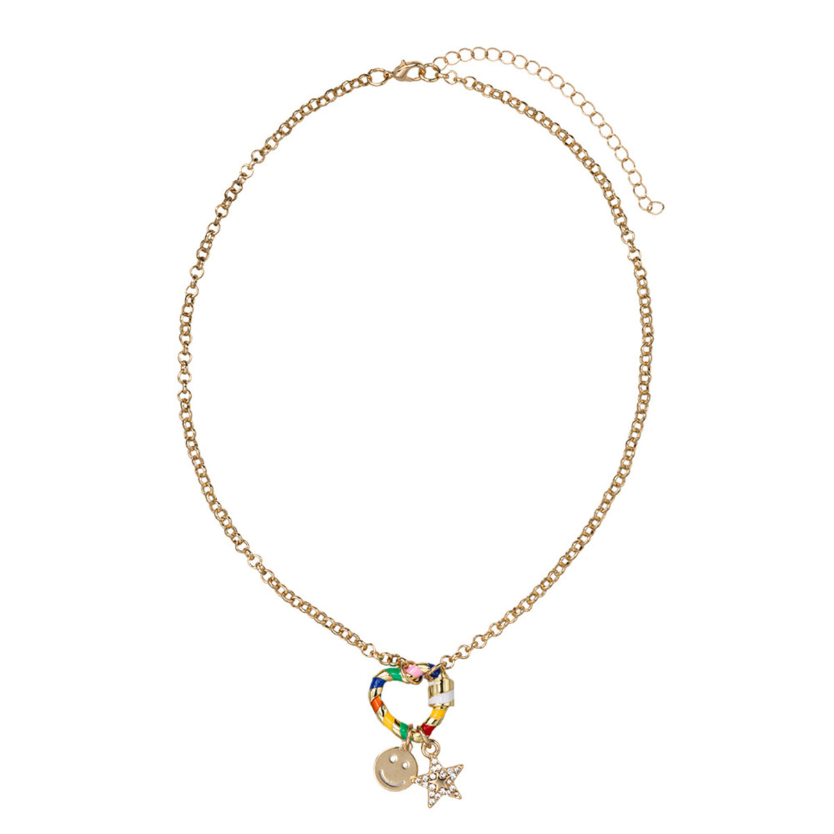 Kids Gold O Cross Chain Necklace Multi Heart Carab