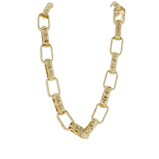 18k Gold Plated Square Hammer Link Chain Necklace
