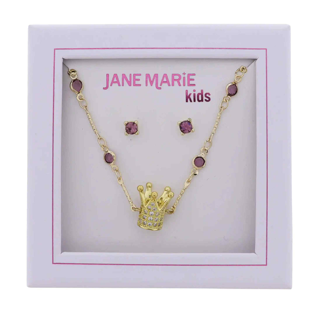 Kids Purple Crystal Station Chain Necklace with Go
