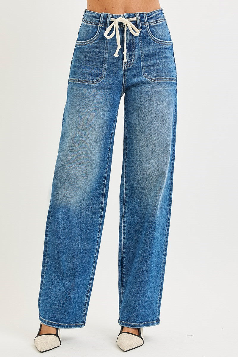 Risen Tie Waist Jeans