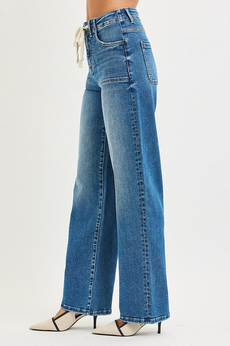 Risen Tie Waist Jeans