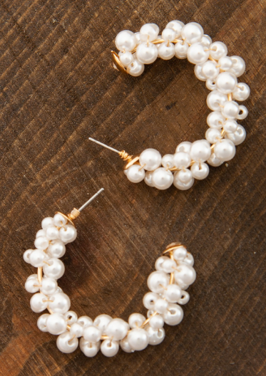 Beaded Pearl Hoops