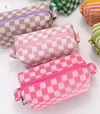 Checkered Makeup Pouch