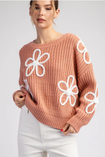 Apricot Flower Sweater