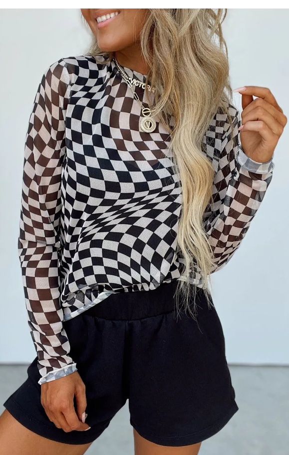 Checkered Mesh Top