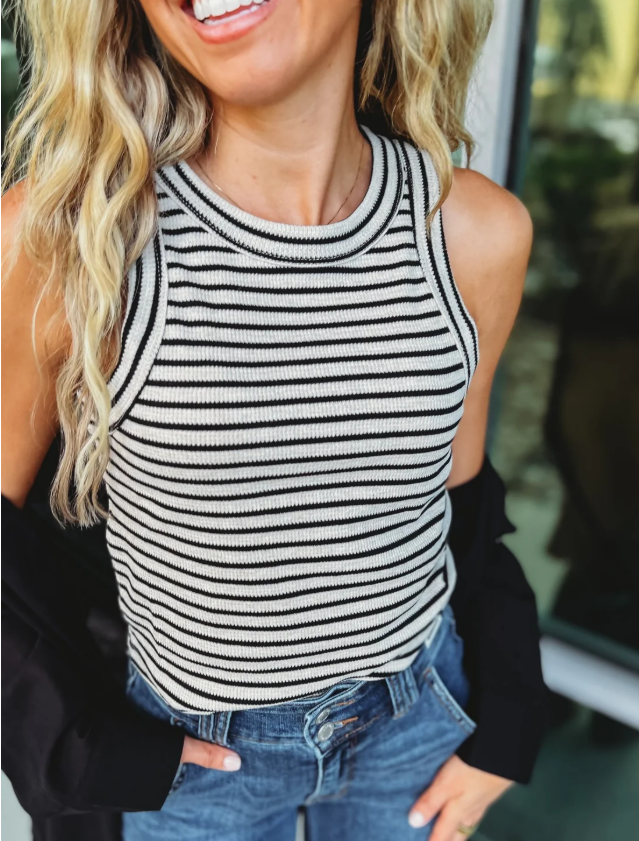 Black Stripe Crop Tank