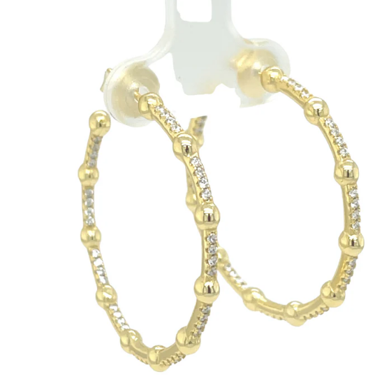 Beaded CZ Hoops