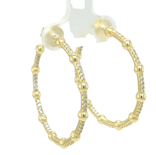 Beaded CZ Hoops