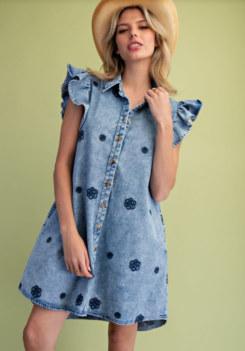 Flower Denim Dress