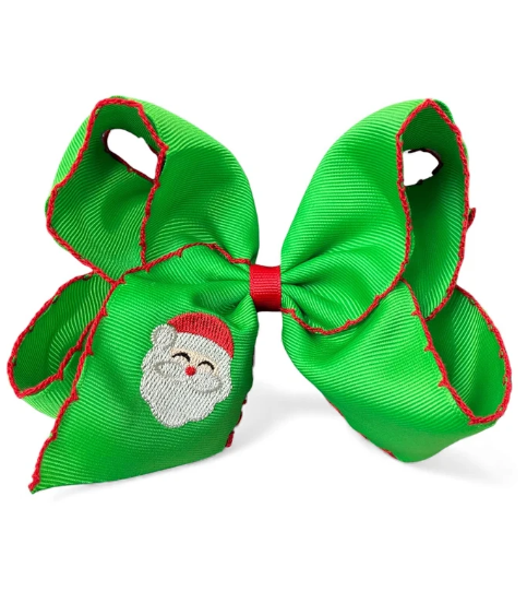 Green Santa Moonstitch Bow