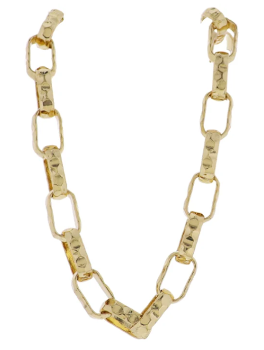 18k Gold Plated Square Hammer Link Chain Necklace