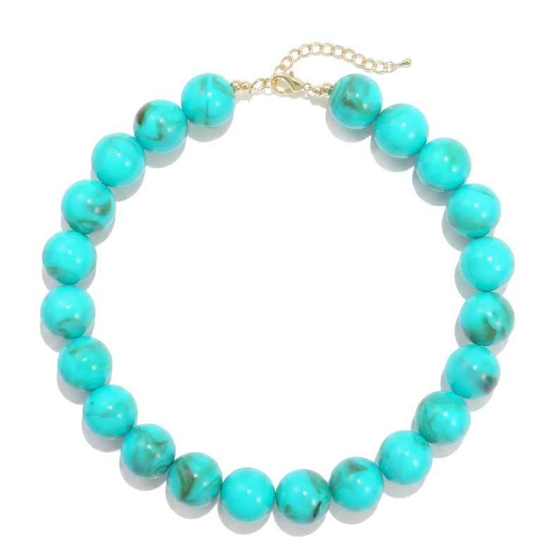 Turquoise Chunky Beaded Necklace