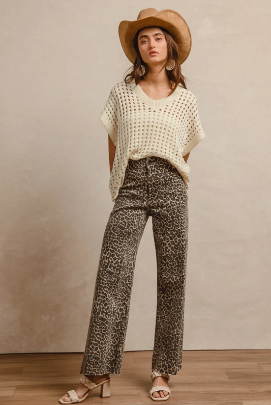 Leopard Print Flare Leg Jeans