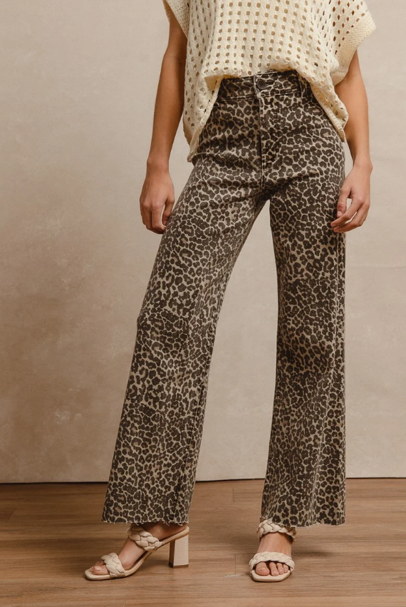 Leopard Print Flare Leg Jeans