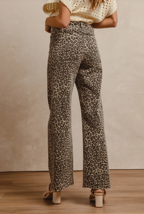 Leopard Print Flare Leg Jeans