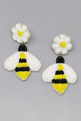 Bumble Bee Beaded Earring