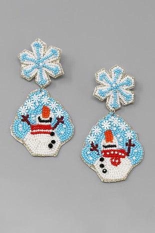 Beaded Snowman Earring